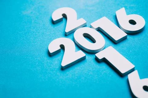 NYE: 2016 Intersecting Each Other On Blue Stock Photos