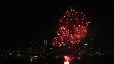 NYE Sydney fireworks light show celebration over CBD- final balls as 4k. Stock Footage 167745573