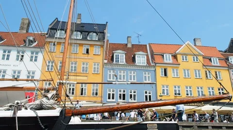 Nyhavn Canal Copenhagen Denmark Stock Footage