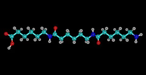 Nylon molecular structure isolated on black background Stock Illustration