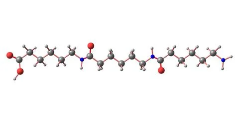 Nylon molecular structure isolated on white background Stock Illustration