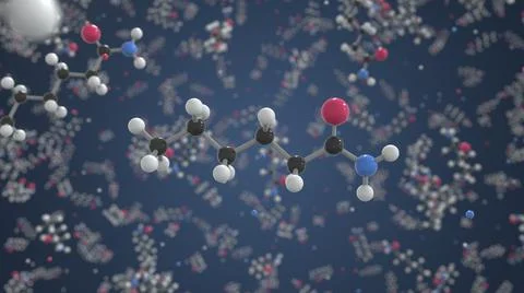 Nylon molecule. Ball-and-stick molecular model. Chemistry related 3d rendering Stock Illustration