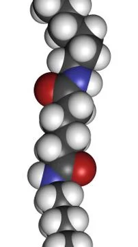 Nylon (nylon-6,6) plastic polymer, chemical structure - linear fragment (deta Stock Illustration
