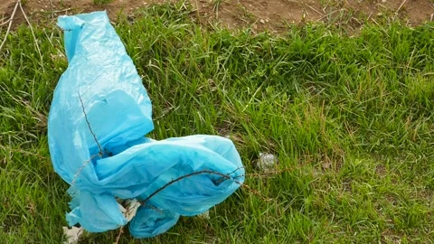 Nylon waste pollutes the environment, visual pollution occurs after nylon was 스톡 동영상 188342457