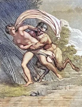 The Nymph Raped by the Devil Rape Italian copperplate engraving by Longhi 1820 Stock Illustration