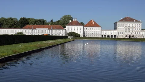 Nymphenburg castle front view in a spring day Stock Footage 111498396
