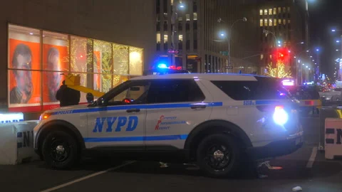 NYPD Police Car With Flashing Lights At ... | Stock Video | Pond5