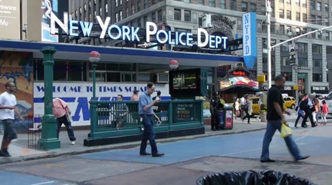 NYPD Times Square Subway Stock Footage 38011282