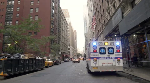 NYU Medical Center Ambulance Emergency Vehicle New York City NYC 4K Manhattan Stock Footage