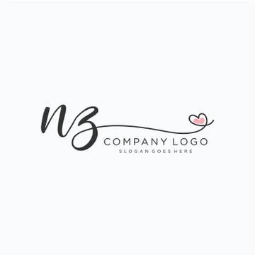 NZ Initial handwriting logo design Stock Illustration