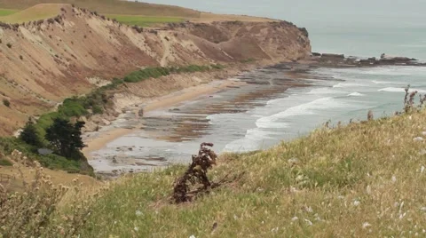 NZ Lanscape with waves Stock Footage 47428803