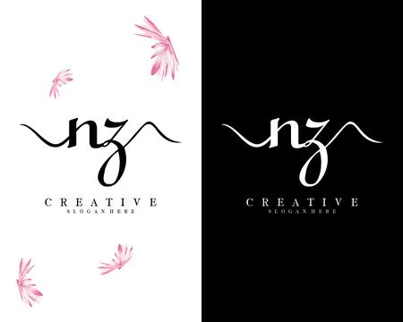 Nz, zn script font letter logo design template vector 스톡 일러스트
