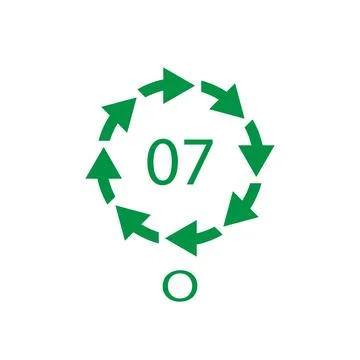 O 07 recycling code symbol. Plastic recycling vector polyethylene sign. 스톡 일러스트
