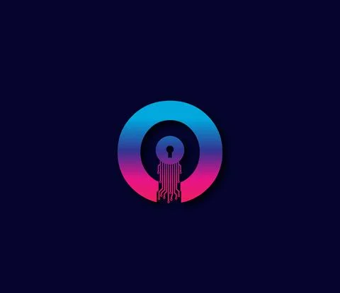 O Cyber Security Technology Logo Design Concept Stock-Illustration