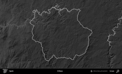 O Deza outlined, Spain. Grayscale Stock Illustration
