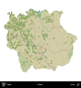 O Deza, Spain, isolated on white. Topographic Humanitarian Stock Illustration