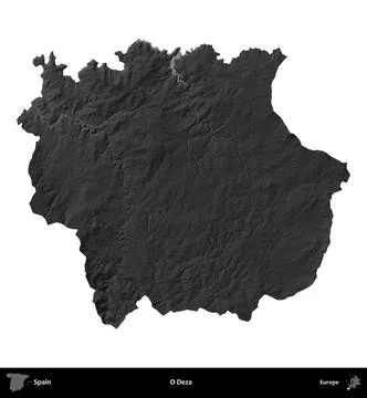 O Deza, Spain, isolated on white. Grayscale Stock Illustration