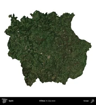 O Deza, Spain, isolated on white. Sentinel-2 Mosaic. July 2020 Stock Illustration