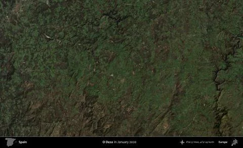O Deza, Spain. Sentinel-2 Mosaic. January 2020 Stock Illustration