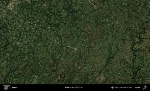 O Deza, Spain. Sentinel-2 Mosaic. July 2020 Stock Illustration