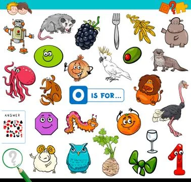 O is for educational game for children 스톡 일러스트