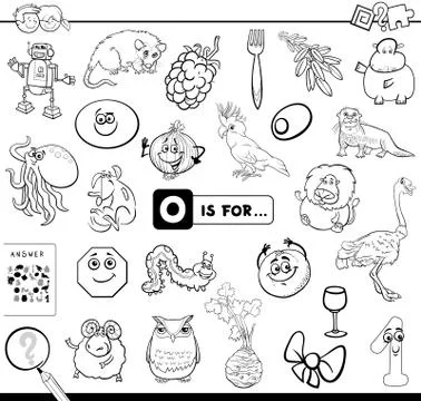 O is for educational game coloring book 스톡 일러스트