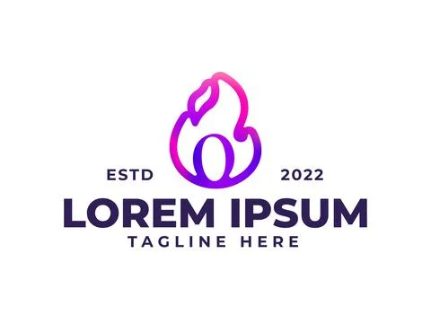 O fire flame logo design template Stock Illustration