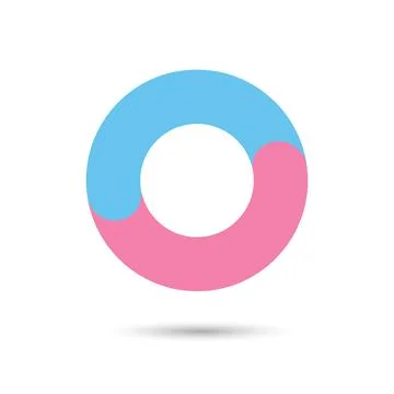 O font vector with blue and pink color on White background, Futuristic font,  Stock Illustration