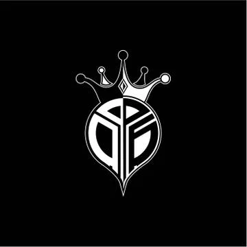O G circle monogram logo emblem style with clown crown shape vector decoratio Stock Illustration