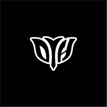 O H Initials bow arrow, simple modern minimalist design. black and white. Stock Illustration