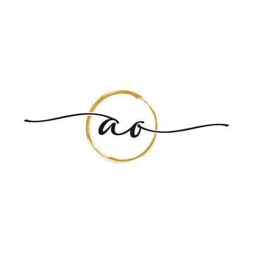 A O Initial Script Letter Beauty Logo Template Stock Illustration