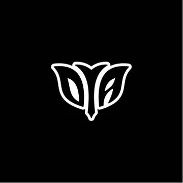 O A Initials bow arrow, simple modern minimalist design. black and white. Stock Illustration