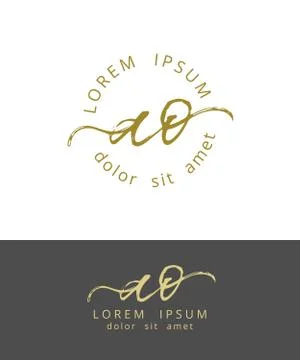 A O. Initials Monogram Logo Design. Dry Brush Calligraphy Artwork Stock Illustration
