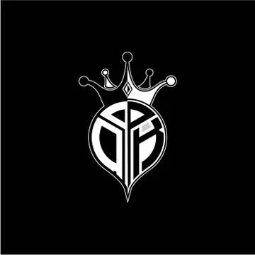 O K circle monogram logo emblem style with clown crown shape vector decoratio Illustrazione stock