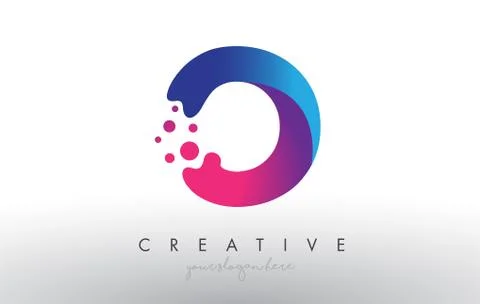 O Letter Design with Creative Dots Bubble Circles and Blue Pink Colors Stock-Illustration