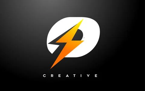 O letter Logo Design With thunderbold sign icon Vector. Thunder Letter Creati Illustrazione stock