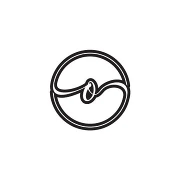 O letter script circle logo design vector Stock Illustration