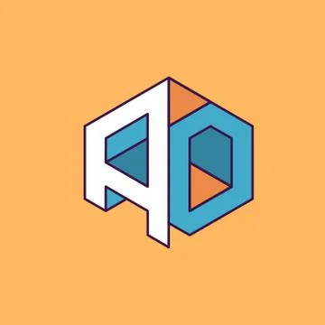 A O  monogram lettering with perspective geometric concept Stock Illustration