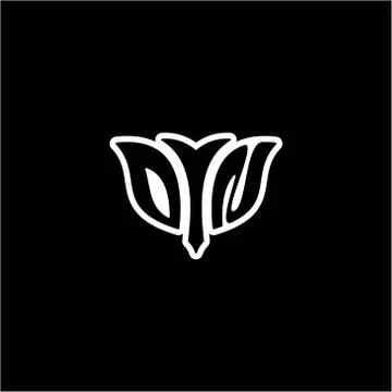 O N Initials bow arrow, simple modern minimalist design. black and white. Stock Illustration