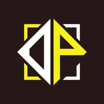 O P Initials quadrangle monogram with square Illustrazione stock