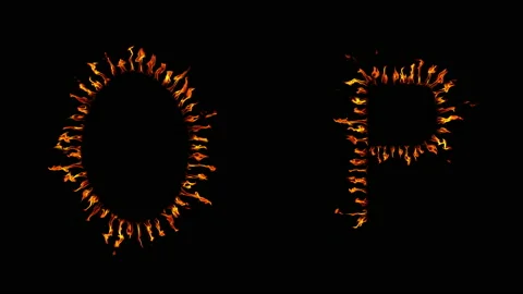 O P text. real fire flaming in slow motion. Stock Footage 143682434