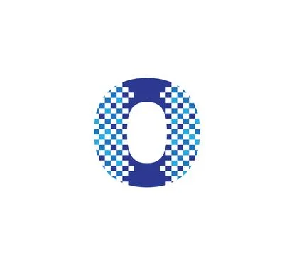 O Pixel Bit Alphabet Logo Design Concept Stock Illustration