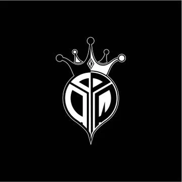 O Q circle monogram logo emblem style with clown crown shape vector decoratio Illustrazione stock