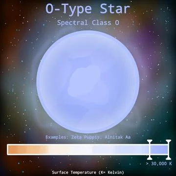 O-Type Star Infographic (One of the Hottest Type of Stars in the Universe) Stock Illustration