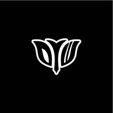 O W Initials bow arrow, simple modern minimalist design. black and white. Stock Illustration