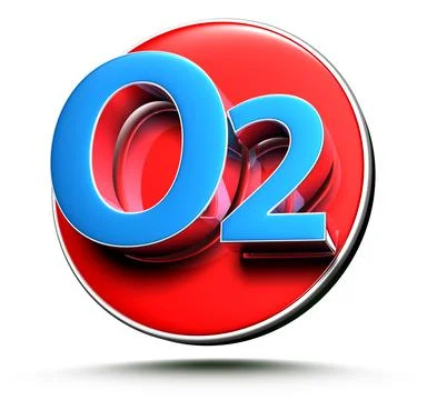 O2 3D illustration red circle sign on white background with clipping path. Stock Illustration