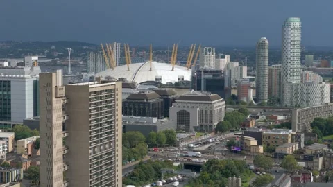 O2 Arena, Millenium Dome, River Thames Drone Footage 4K Stock Footage 252042013