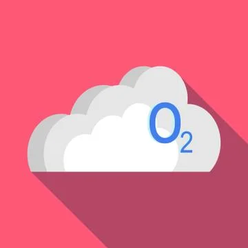 O2 cloud icon in flat style Stock Illustration