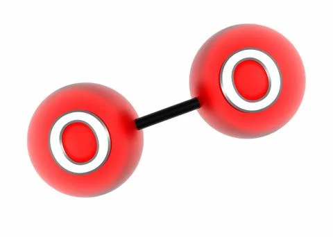 O2. Oxygen. 3d model. Isolated on white. Stock Illustration