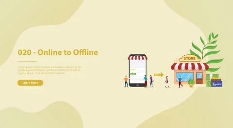 O2o online to offline e-commerce new concept technology with store and websit Stock Illustration